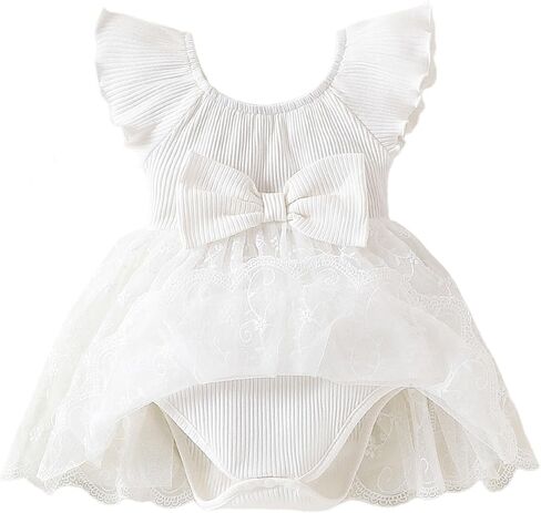 Baby Girl Romper Dress Ribbed Newborn Lace Boho Tutu Dresses Headband Baptism Photography Wedding Summer Outfit 0-24M in Saudi Arabia