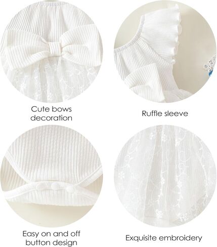 Baby Girl Romper Dress Ribbed Newborn Lace Boho Tutu Dresses Headband Baptism Photography Wedding Summer Outfit 0-24M in Saudi Arabia