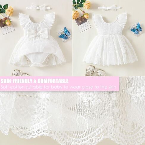 Baby Girl Romper Dress Ribbed Newborn Lace Boho Tutu Dresses Headband Baptism Photography Wedding Summer Outfit 0-24M in Saudi Arabia