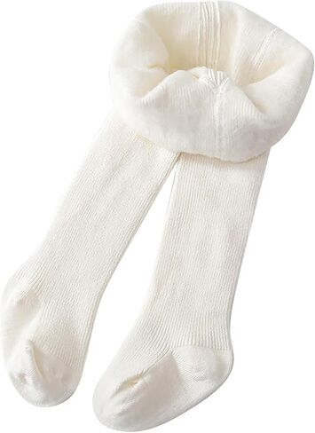 Kids Girls Solid Color Fle𝐞ce Lined Tights Toddler Cable Knit Leggings Thick Cotton Infant Stockings Fix Leggings in Saudi Arabia