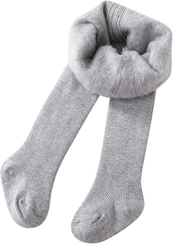 Kids Girls Solid Color Fle𝐞ce Lined Tights Toddler Cable Knit Leggings Thick Cotton Infant Stockings Fix Leggings in Saudi Arabia