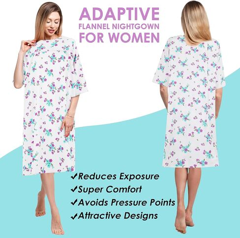 Personal Touch Women's Adaptive Flannel Backwrap Gown in Kuwait