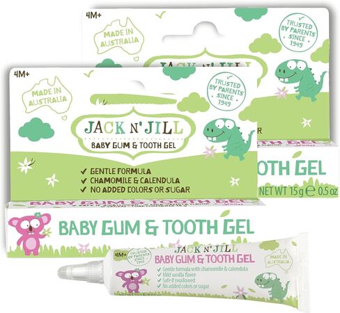 Jack N' Jill Baby Gum and Tooth Gel - Natural Teething Relief Gel for Babies, Gentle Formula with Chamomile and Calendula, No Added Sugars or Colors, Suitable for 4 Months and Up - 15 g in Kuwait