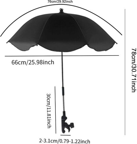 Beach Chair Umbrella Stroller Umbrella with Clip Multipurpose 360°Adjustable Tear Resistant Waterproof for Vocation Camping in Kuwait
