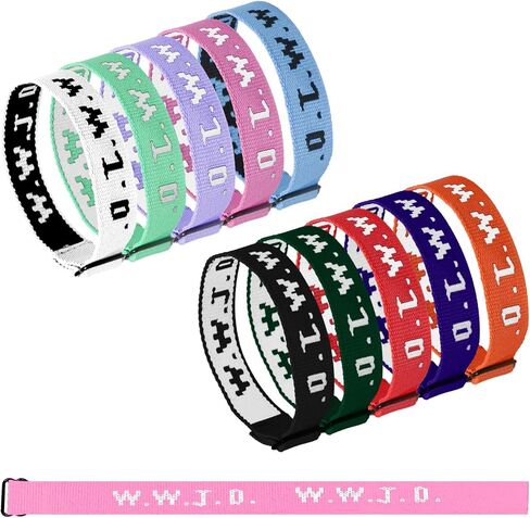 8 Pcs W.W.J.D.Bracelets Religious Christian WWJD Bracelet What Would Jesus Do Bracelets Webbing Bracelets for Fundraisers in Saudi Arabia