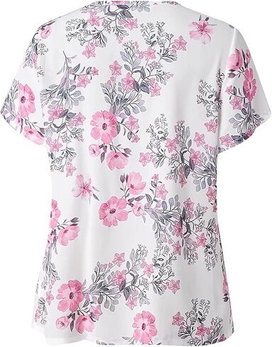 Women Summer Plus Size Short Sleeve Tops Fake Two Piece Loose Pleated Layered Blouse Shirt Hide Belly Tunic Tops in Kuwait