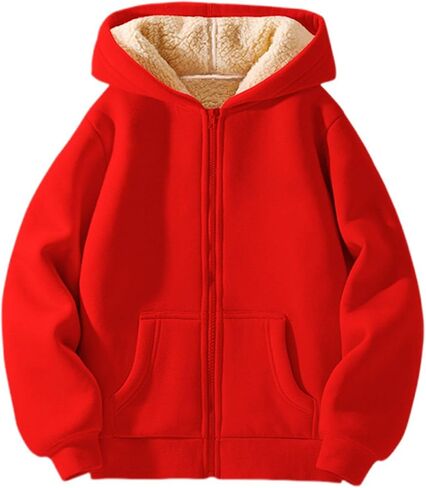 Hoodies For Children Winter Fleece Sweatshirt Full Zip Up Thick Lined Hooded Jacket Clothes for Girl 4t in Saudi Arabia
