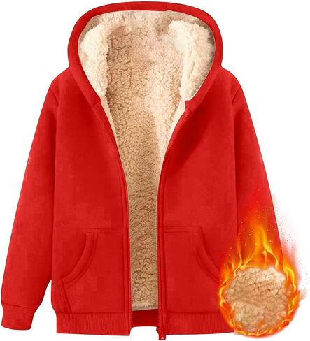 Hoodies For Children Winter Fleece Sweatshirt Full Zip Up Thick Lined Hooded Jacket Clothes for Girl 4t in Saudi Arabia
