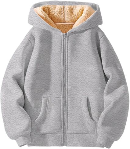 Hoodies For Children Winter Fleece Sweatshirt Full Zip Up Thick Lined Hooded Jacket Clothes for Girl 4t in Saudi Arabia