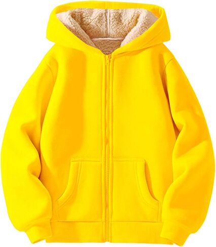Hoodies For Children Winter Fleece Sweatshirt Full Zip Up Thick Lined Hooded Jacket Clothes for Girl 4t in Saudi Arabia