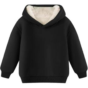 Fleece F𝘂r Collar Hoodie Coats For Boys Kids Girls Cotton Soft Long Sleeve Outwear Jackets Pullover Tops Sweatshirt