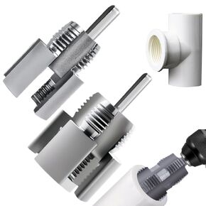 2 PCS Pipe Thread Cutting Tool,Integrated Internal & External Pipe Threading Tool,Electric Drill Compatible PVC Pipe Threader Kit,1/2" (DN15) 3/4" (DN20) Pipe Sizes Rethreading Tool