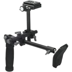 Single Hand Grip Handle Shoulder Chest Support Stabilizer Rig System with Quick Release Plate Bracket for Canon Nikon Sony DSLR Camera, Video Light, Microphone, LCD Monitor