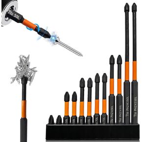 Magnetic Drill Bits, 12 Pack Non Slip Screwdriver Bit Set with S2 Alloy Steel Material, Fit for Professional Impact Driver Accessories Tool (2 Inch Long)
