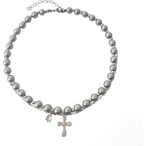 Buyongwant Cross Necklace Y2k Irregular Double layered Layered Diamond Set Zircon Trend Hip Hop Fashion Vintage Pendant Black in Saudi Arabia