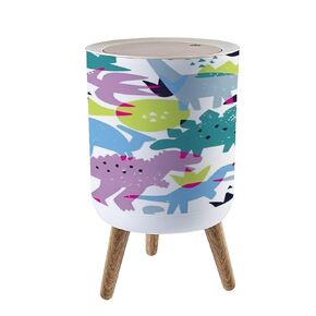Small Trash Can with Lid Seamless Cute Dinosaurs White Ideal for Children s Clothing Nursery Garbage Bin Pet Proof Waste Basket for Kitchen Bathroom Office Bedroom Decorative 1.8 Gallon