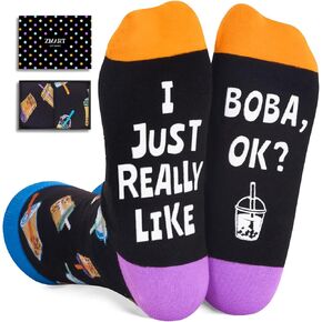 Zmart Funny Crazy Socks for Women Men, Boba Bubble Milk Tea Gifts for Teen Girls Boba Socks, Gifts for Drinkers
