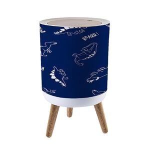 Small Trash Can with Lid Cute Cartoon Little Dino Simple Dinosaur Print for Kids Seamless Garbage Bin Pet Proof Waste Basket for Kitchen Bathroom Office Bedroom Decorative 1.8 Gallon