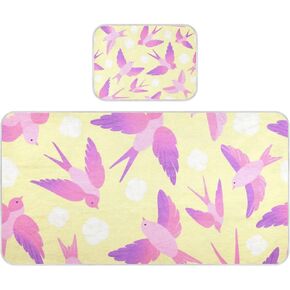 Pink Purple Gradient Bird Sand Yellow Cooling Baby Crib Mattress Cover 28" x 52" Reusable Pads Washable Waterproof for Baby&Toddler