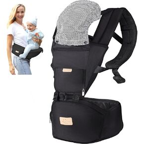 FRUITEAM 6-in-1 Baby Carrier with Waist Stool/Hip Seat for Breastfeeding, One Size Fits All - Adapt to Newborn, Infant & Toddler (Blue) in Saudi Arabia