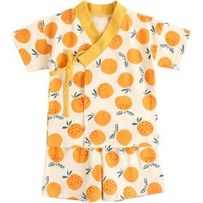 Baby Boys Girls Cotton 𝐏ajamas Japanese Kimono Tops Shorts Toddler Short Sleeve 𝐏js 𝐂artoon Sl𝐞epwear Loung𝐞wear