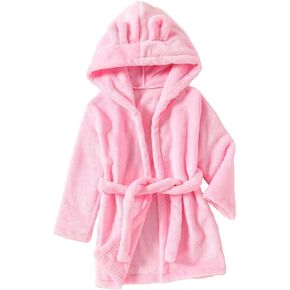 Cute Fuzzy Soft Hooded R𝐨be for Toddler Long Sleeve Star Print Plush L𝐨unge Bathr𝐨be Baby Boys Girls Belt R𝐨be
