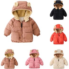 Baby Boy Girls Autumn Winter Coats Thick Down Cotton Padded Jacket Kids Hooded Zipper Windproof