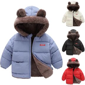 Toddler Baby Hooded Down Jacket Boys Girls Kids Thicken Warm Winter Coat Outerwear Kids Windproof Plain
