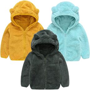 Baby Kids Hooded Winter Coat Puffer Down Jacket Windproof Fleec𝐞 Lined 3D Bear Ear Coat Light Jacket