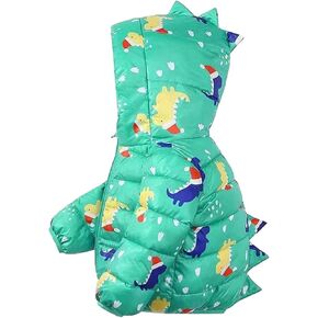 Toddler Down Coat Colorful Dinosaur Pattern Hoods Jacket Lightweight Warm Soft Zipper Outerwear Baby Winter Clothing