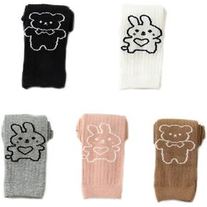 Sywwlov 5 Pack Baby Girls Leggings Pantyhose Cute Cartoon Footless Tights Toddler Cable Knit Cotton Stockings