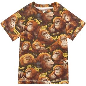 Cute Cartoon Cats Faces Yellow Bathing Suit Kids Sun Protection Basketball Shirt Swimwear Beach Tops 3T