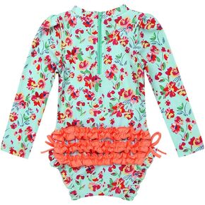 YiZYiF Baby/Toddler Girls' Flower Rash Guard Swimsuit Sun Protection Bodysuit Swimwear