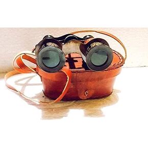 Vintage Opera Glasses with Leather Case, Brass Binoculars, Theater Glasses with Carrying Strap