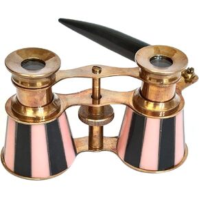Vintage Opera Binoculars with Leather Box, Brass Wood Coated, 2.5 inch, Includes Pouch and Accessories