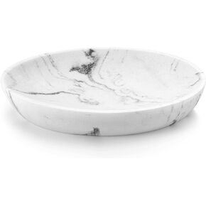 Luxspire Soap Dish, Resin Soap Tray Soap Holder Container Box, Oval Soap Plate Case, Sponge Dish Scrubbers Tray Holder for Bathroom Vanity Shower Kitchen Sink Counter Top, Terrazzo