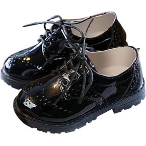 Boys Girls Dress Shoes Kids School Uniform Formal Casual Oxfords for Toddler Little Kid Lace Up Faux Leather Shoes