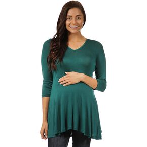 24seven Comfort Apparel Three Quarter Sleeve V-Neck Maternity Tunic Top - Multiple Color - Small-6X