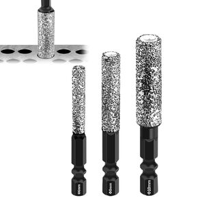 2-in-1 Hexagonal Shank Brazing Dry Drilling Specialized Hole Opener, Diamonds Cores Drill Bits, 6mm/8mm/10mm/12mm Hole Cutter, for Porcelain Tile, Metal, Concrete, Glass(4PCS)