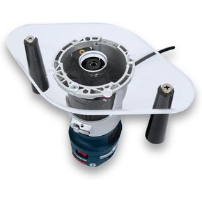 TrimFit Pro Dual Router Base Plate – Compatible with Bosch Colt PR20EVS & GKF125CE Compact Routers – 6" x10" Acrylic Plate with Dual Handles – Made in USA