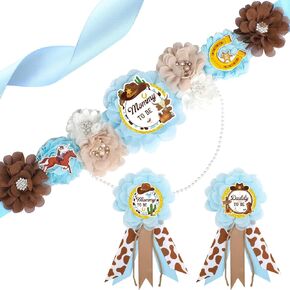 Strawberry Baby Shower Decorations - 3 Pcs Berry Sweet is on The Way Mom and Dad to Be Sash Badge Pins Sets for Girl Pink Gender Reveal Party Maternity Corsage Belly Belt Keepsake Supplies