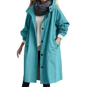 PeQAQ Women's Trench Coat Long Double-Breasted Spring Fashion Windbreaker Jackets Cute Classic Lapel Slim Overcoat Outerwear