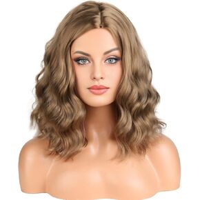 BERON 14 Inches Ash Blonde Wig Short Curly Wig Blonde Bob Wig Charming Women Beach Wave Wigs Ash Blonde Wig for Cosplay Party Wig Cap Included in Kuwait