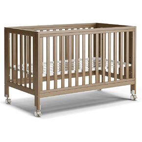 EvoNest Baby Crib, 11 in 1 Convertible Mini Crib with Wheels, 100% New Zealand Pinewood Growing Bed, 4 Adjustable Mattress Height,White