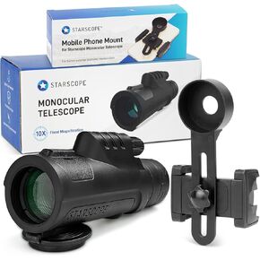 StarScope Monocular Telescope G3 and Phone Mount - 10x High Powered Monocular with Smartphone Adapter | Monocular Telescope for Smartphone Photography | Monocular Scope for Bird Watching and Hunting