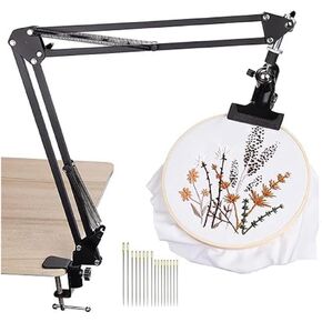 Adjustable Embroidery Table Stand Metal Embroidery Hoop Stand for Needlework Arts Black