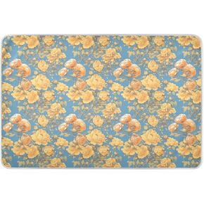 Yellow Begonia Flower Blue Extra Large Resuable Diaper Mats Highly Absorbent Potty Training Cover Slip-Resistant Cradle Mattress for Children Adults Pets 52" L x 34" W