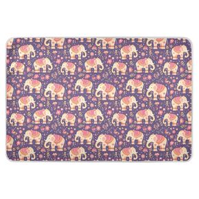 Pink Yellow Elephants Purple Extra Large Resuable Potty Training Pad Water Resistant Bed Wetting Pad Changing Cradle Mattress for Toddler Kids 52" L x 34" W