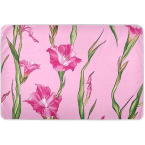 Hot Pink Nature Gladiolus Flowers Extra Large Resuable Potty Training Pad Waterproof Washable Potty Training Mattress Pad Non-Slip Cradle Mattress for Baby Toddler Children 52" L x 34" W