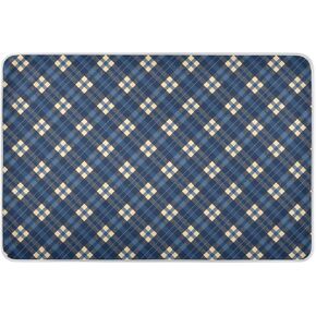 Dark Blue Check Extra Large Resuable Potty Training Pad Waterproof Washable Potty Training Cover Anti-Lip Cradle Mattress for Kids Adults Pets 52" L x 34" W